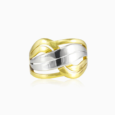 Bague filetée en or jaune et blanc femme Bagues Lustrous