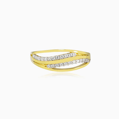 Double crystal waves gold ring woman Rings Lustrous