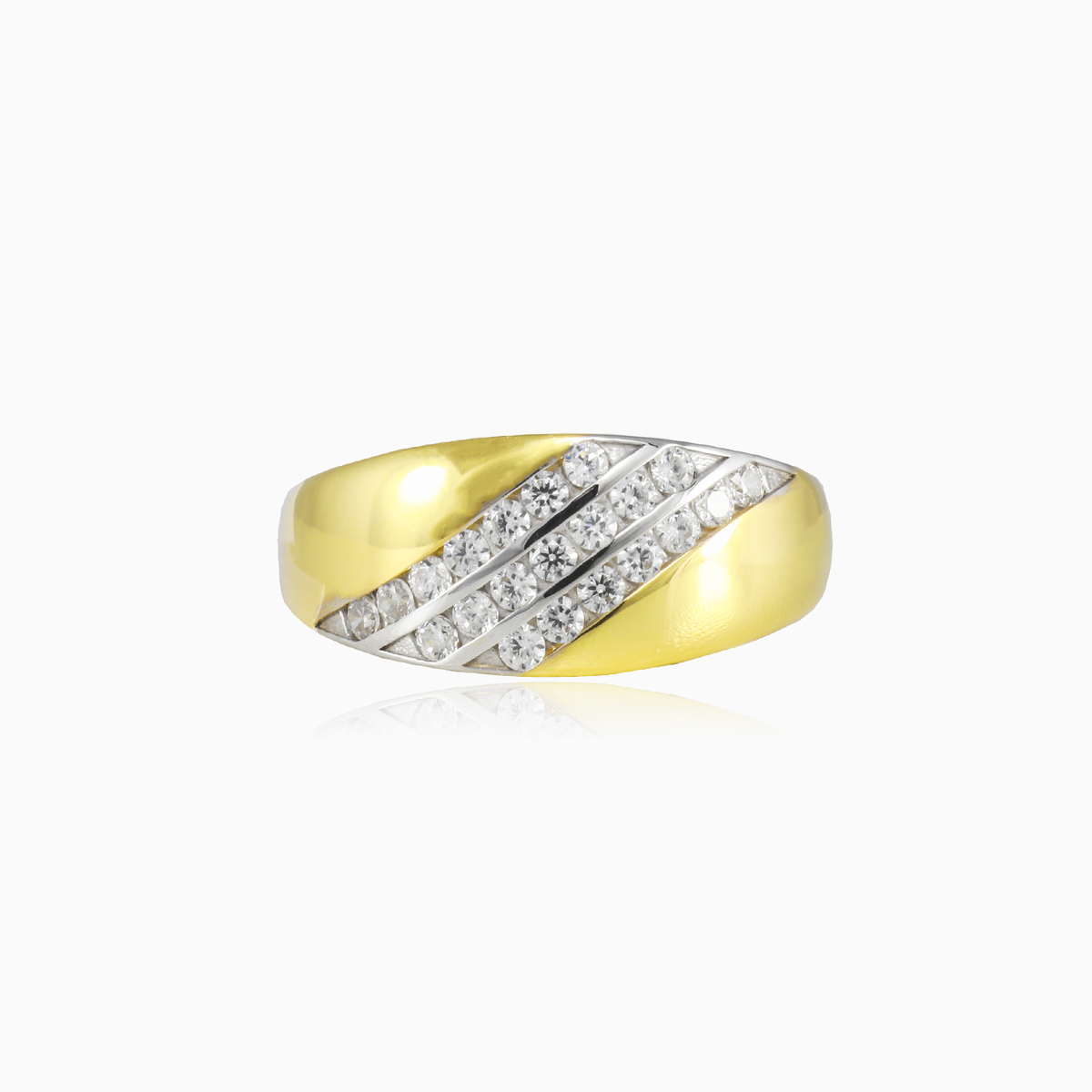 Three crystal lines broad gold ring woman Rings Lustrous N.1