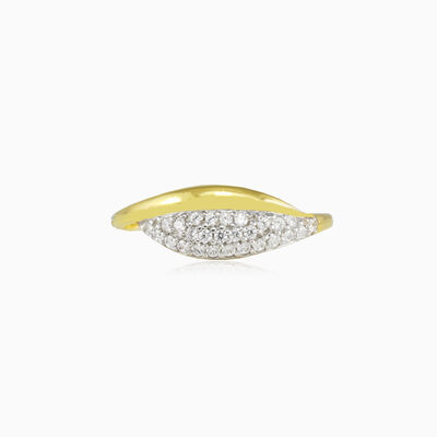 Pave leaf yellow gold ring woman Rings Lustrous