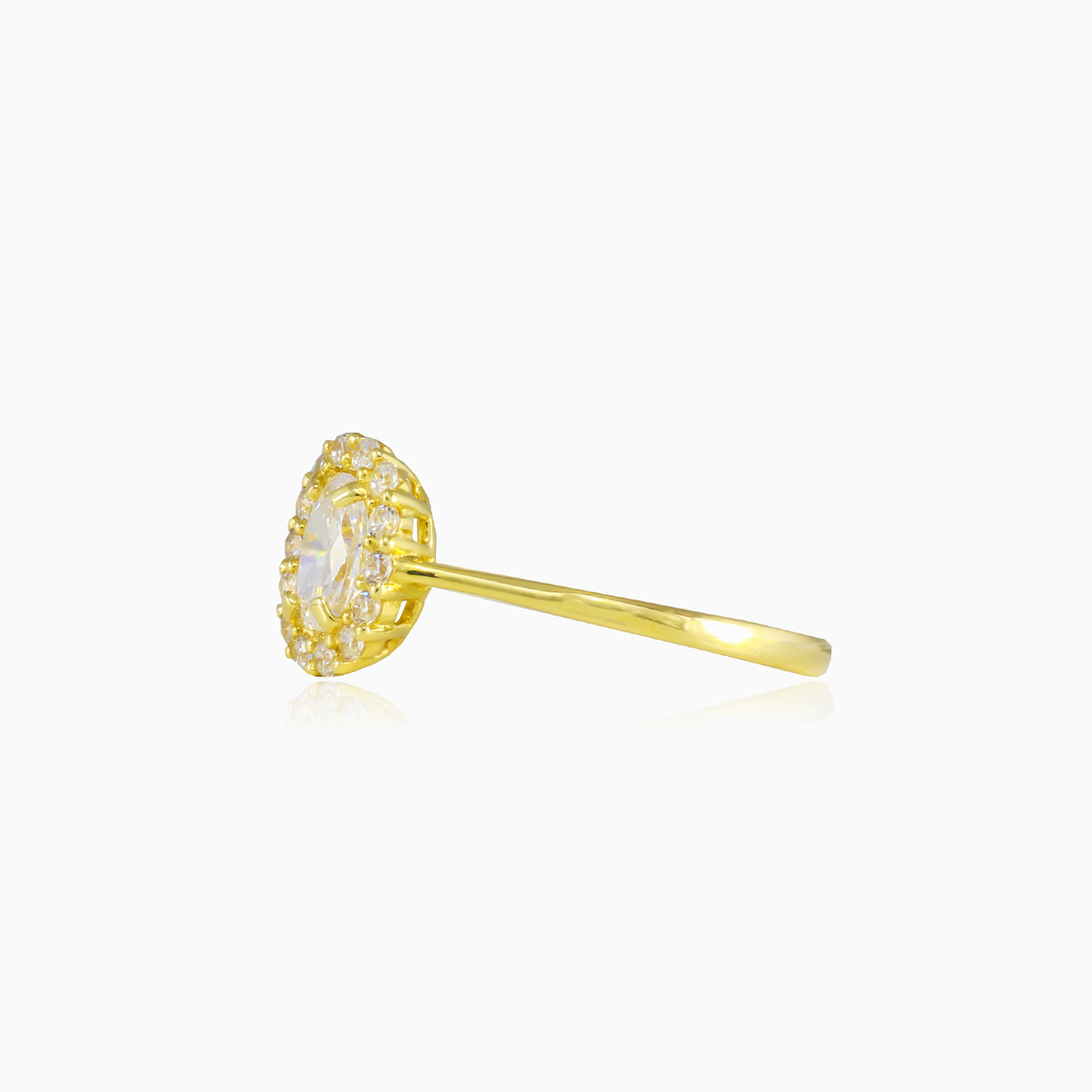 Halo oval crystal gold ring Женские Помолвочные кольца Royal N.2