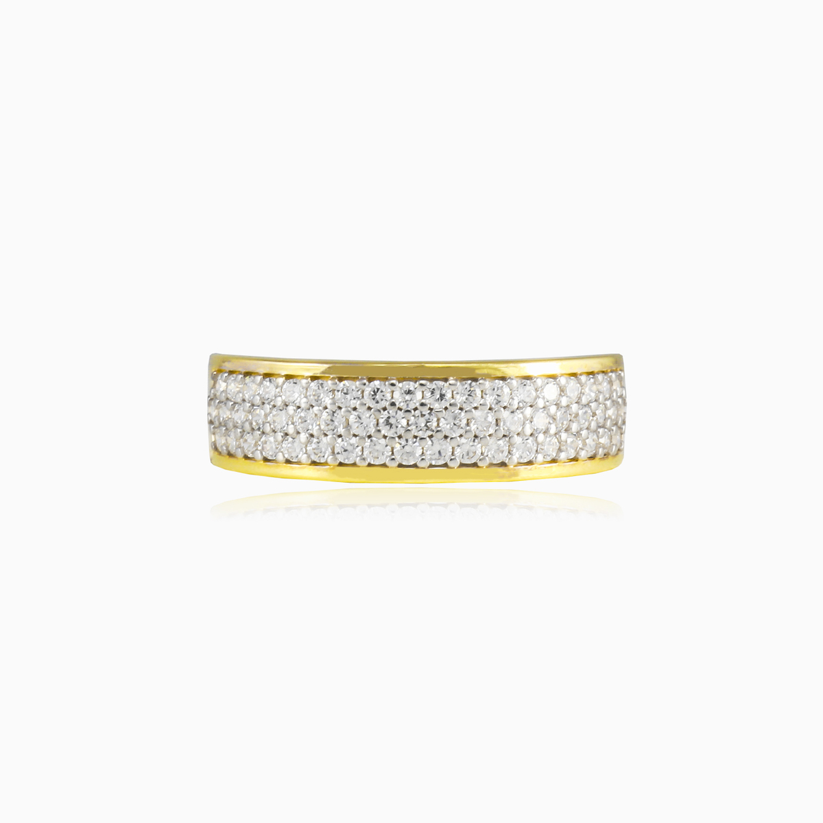 Three row embraced crystal gold band woman Wedding rings Lustrous N.1