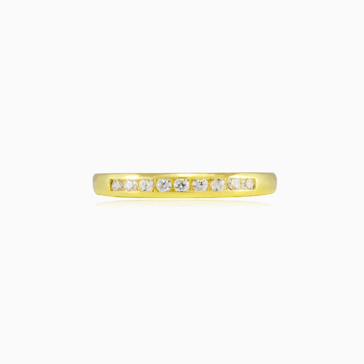 Thin channel-set crystal gold band woman Wedding rings Lustrous N.1