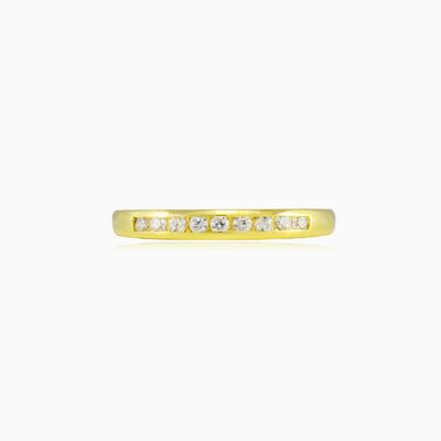 Thin channel-set crystal gold band woman Wedding rings Lustrous