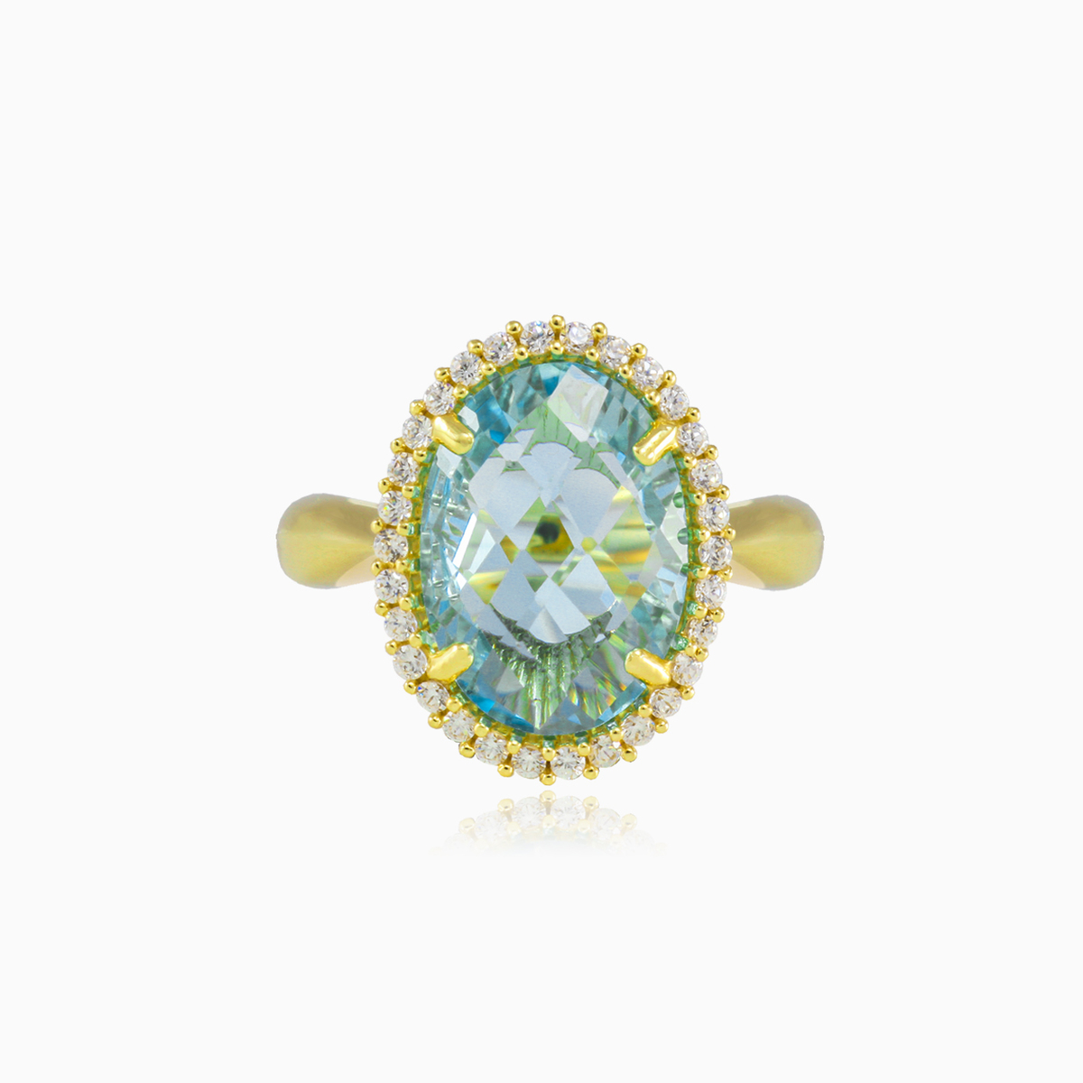 Anillo de oro de topacio azul ovalado masivo mujer Anillos de compromiso Royal N.1