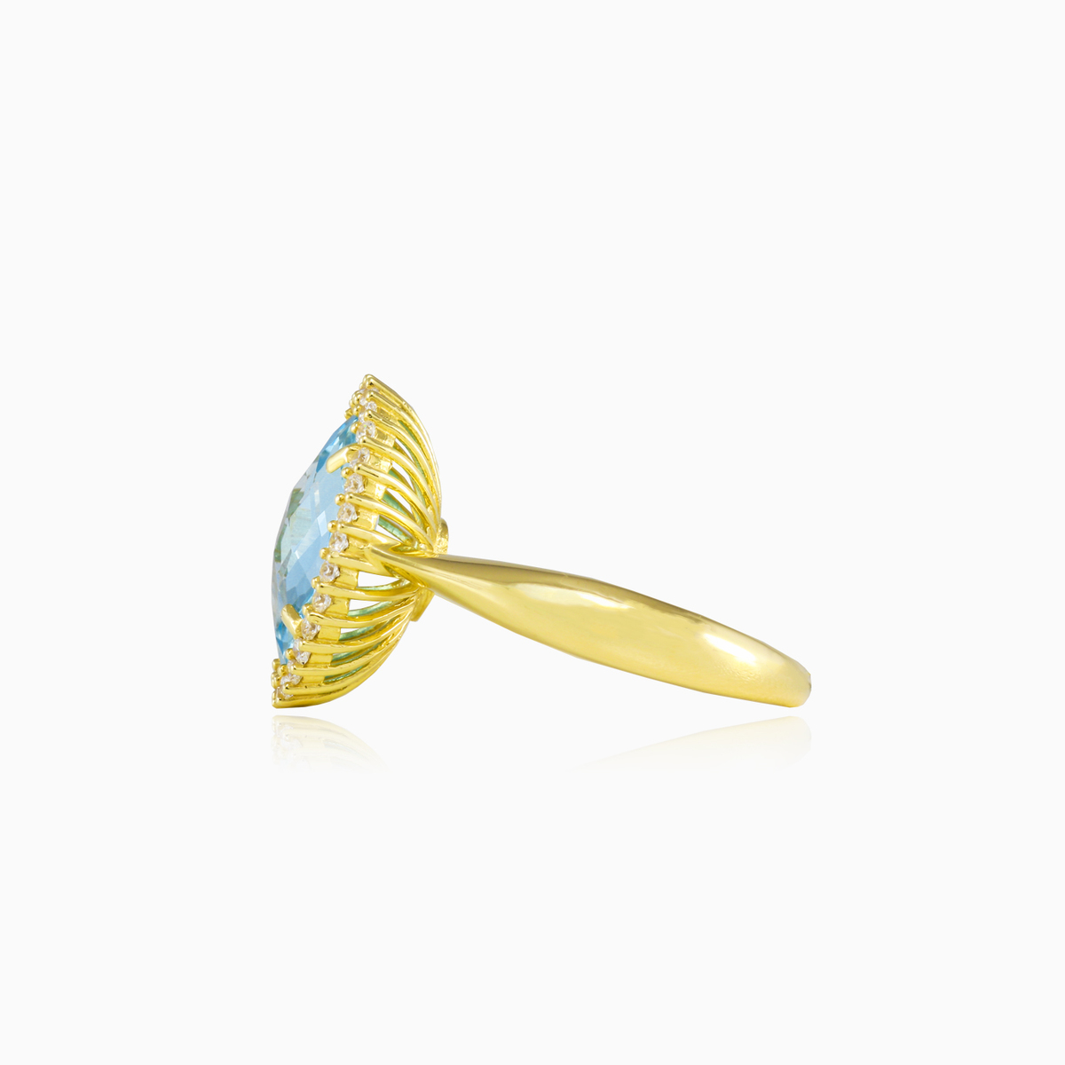Anillo de oro de topacio azul ovalado masivo mujer Anillos de compromiso Royal N.2