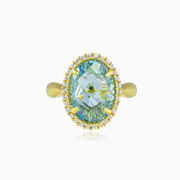 Massive oval blue topaz gold ring woman Engagement rings Royal