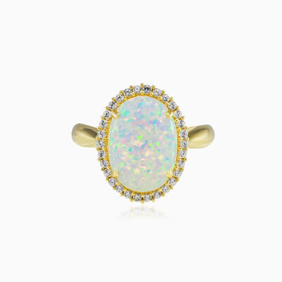 Massive oval white opal gold ring woman Engagement rings Royal