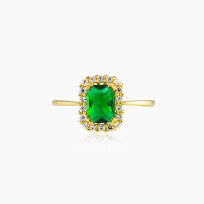 Rectangle green quartz gold ring woman Engagement rings Royal