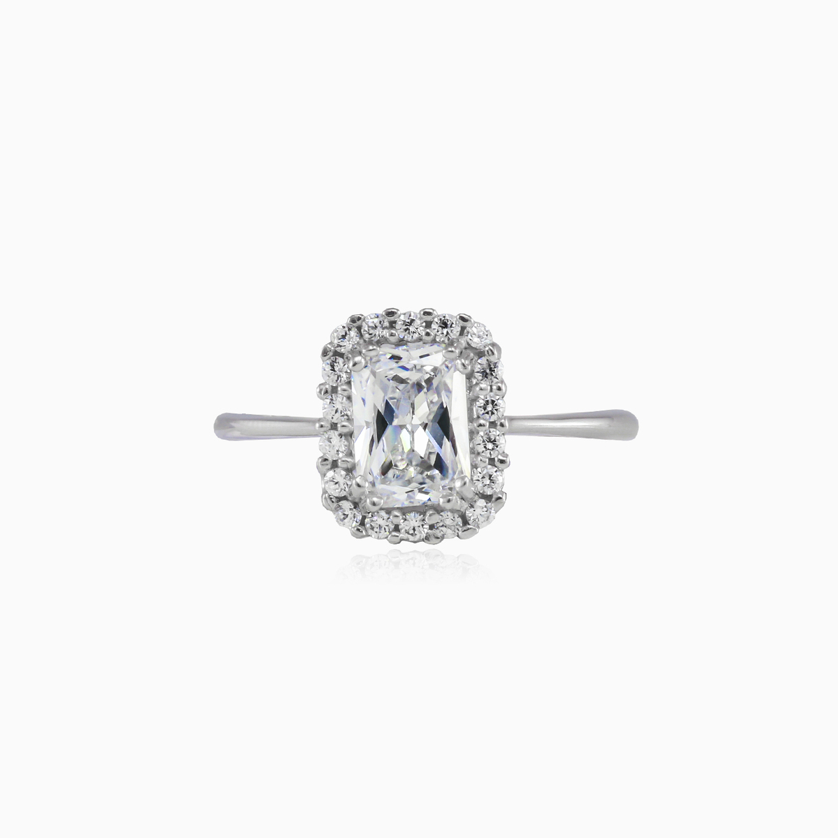 Rectangle crystal white gold ring woman Engagement rings Royal N.1