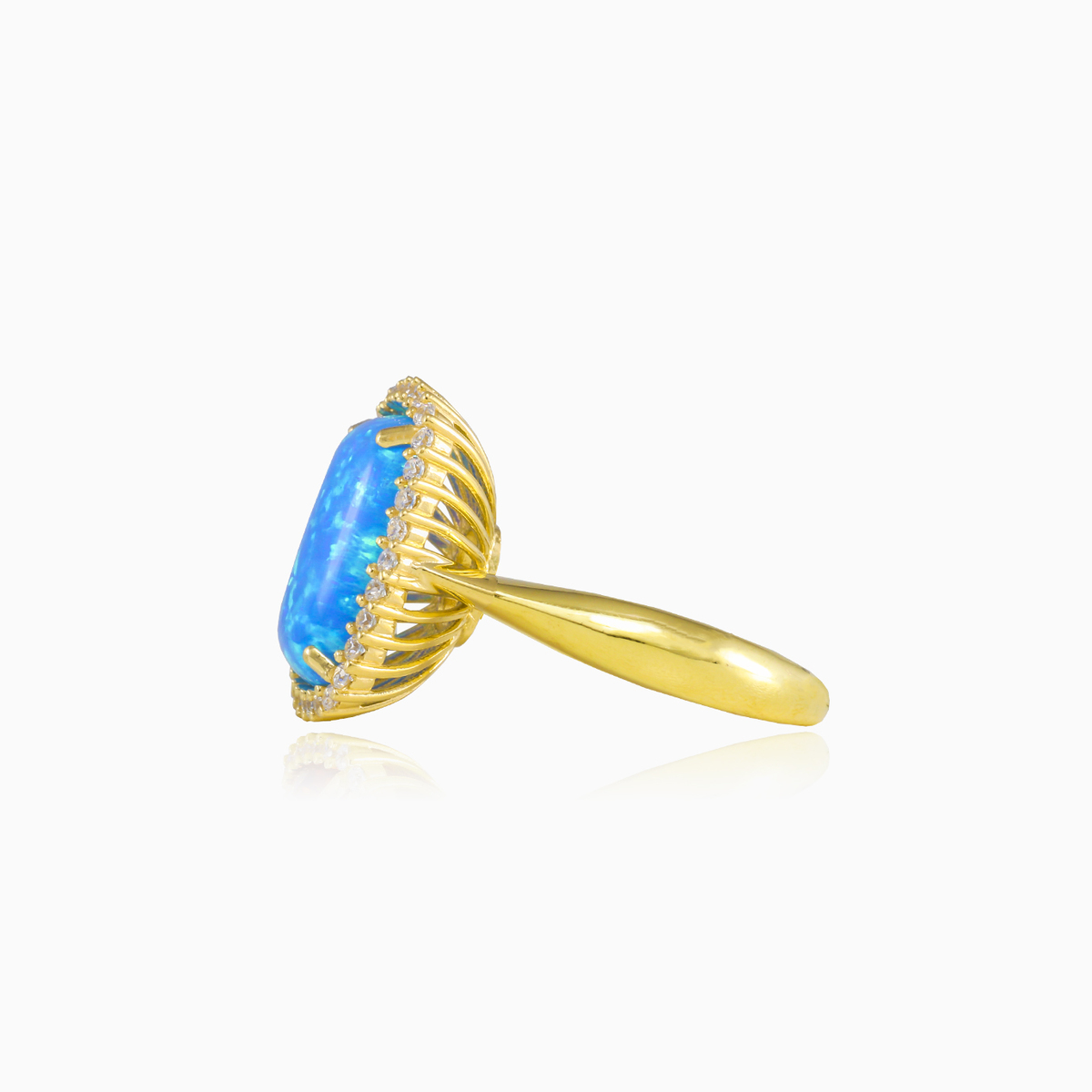 Massive cabochon blue opal gold ring Женские Помолвочные кольца Royal N.2