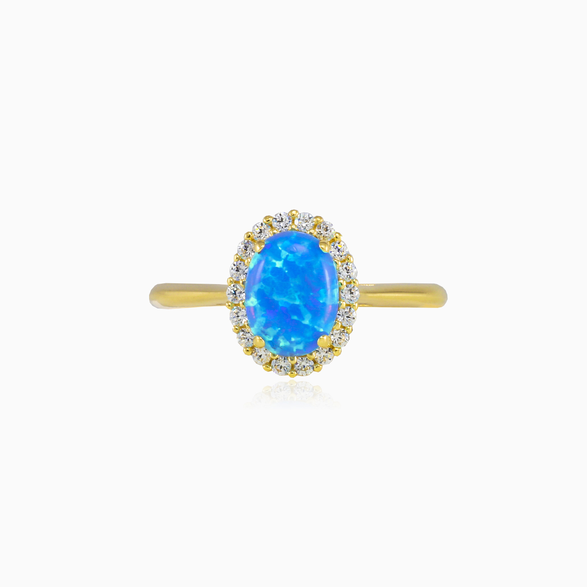 Anillo halo de ópalo azul ovalado 6x8 mujer Anillos de compromiso Royal N.1