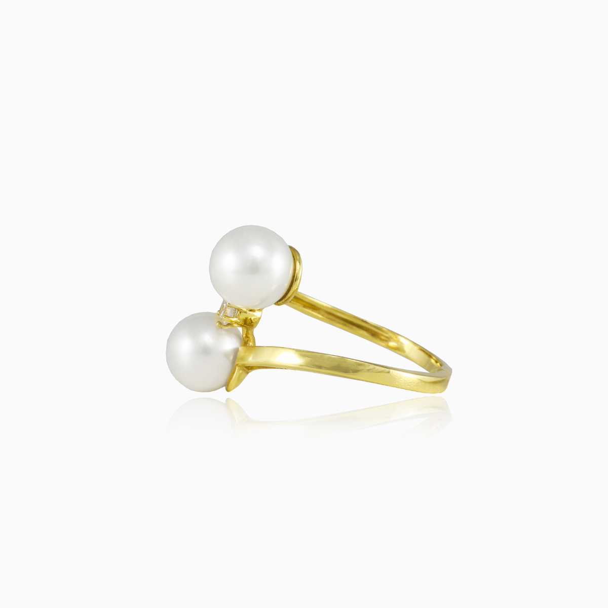 Twisted double pearl gold ring woman Rings Lustrous N.2