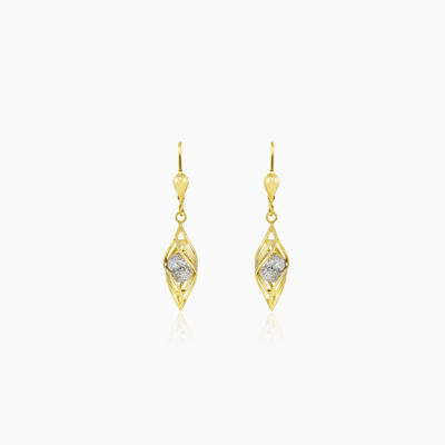 Dangling spiral gold earrings with a ball woman Earrings Lustrous