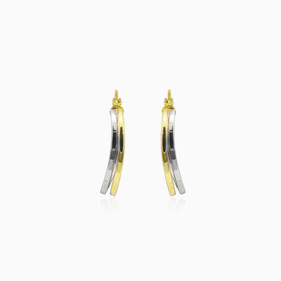 Zlaté dvoubarevné oválné náušnice dámské Náušnice High polished