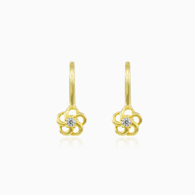 Pendientes minimalistas de flores de oro y cristal mujer Pendientes Flower