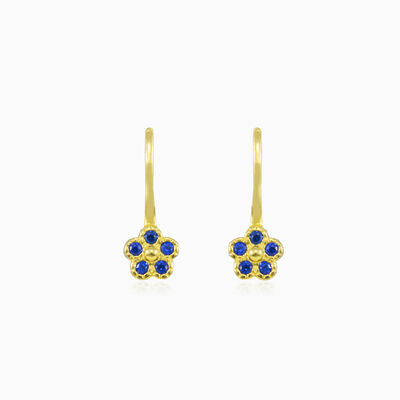 Blue flower yellow gold earrings woman Earrings Flower