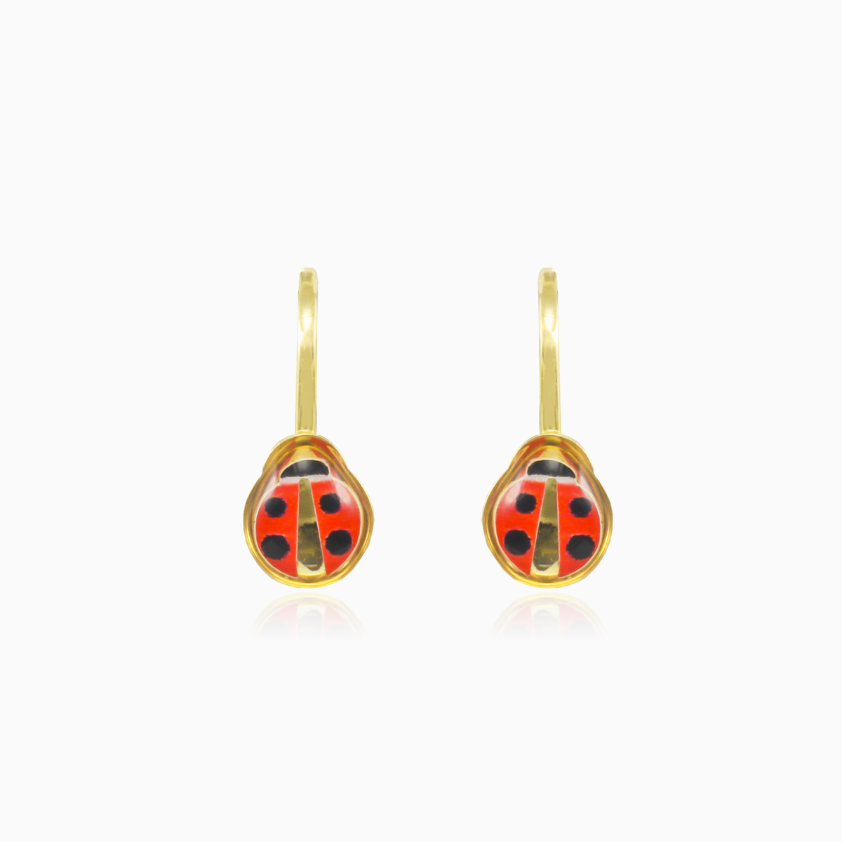 Pendientes mariquita esmaltada de oro	 mujer Pendientes Animale N.1