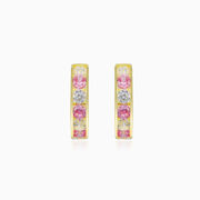Pink mini gold hoops Женские Серьги Lustrous