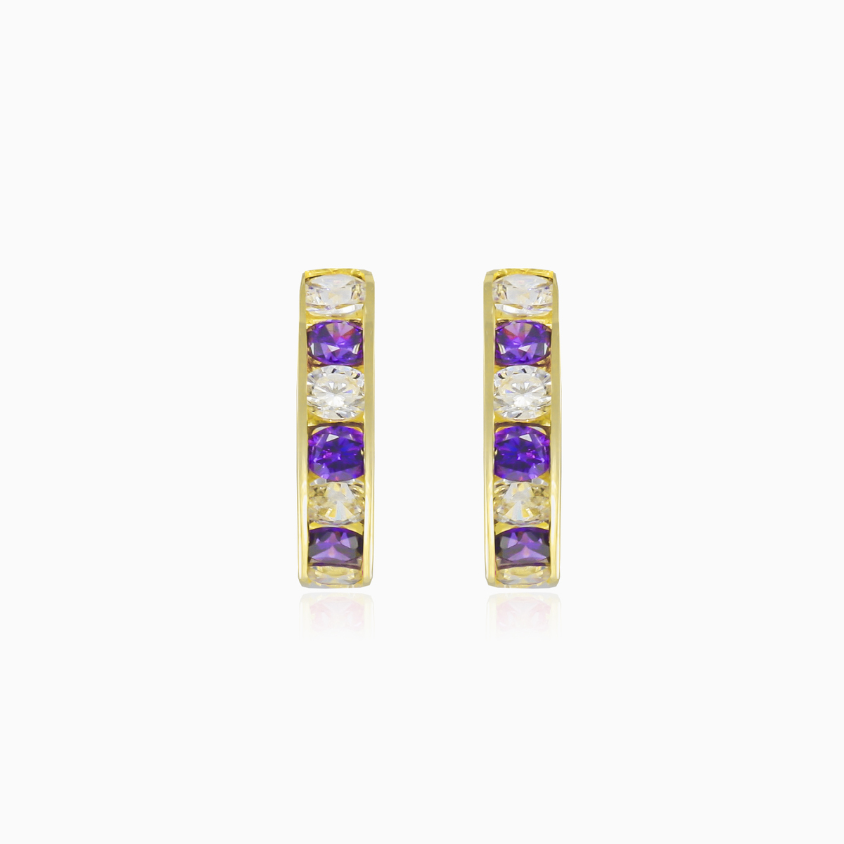 Amethyst mini gold hoops Женские Серьги Lustrous N.1