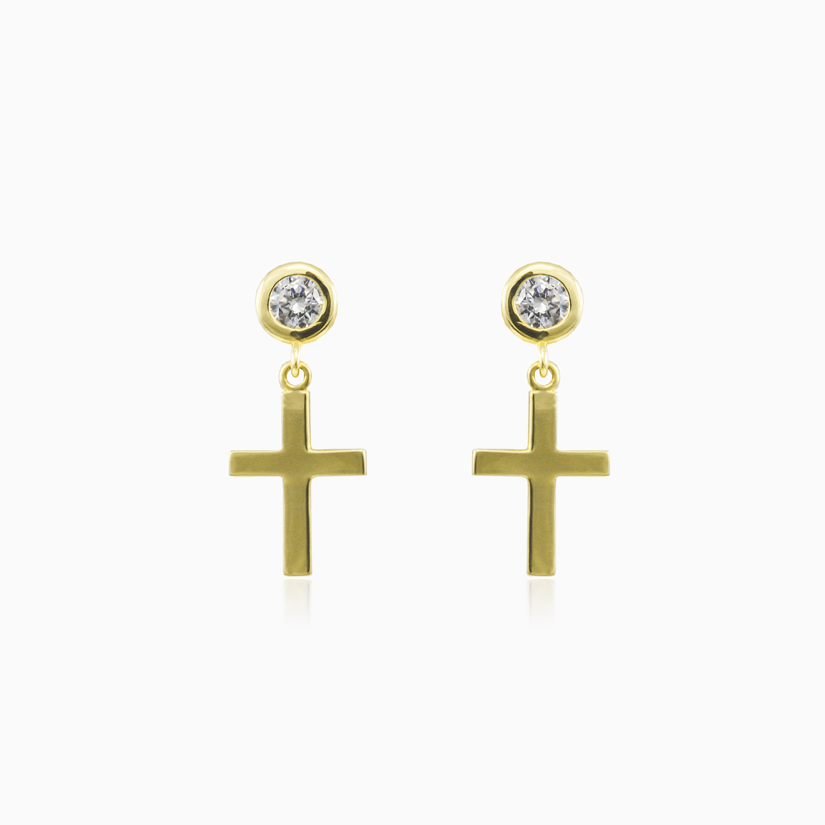 Cross and crystals gold earrings unisex Earrings Santa Croce N.1