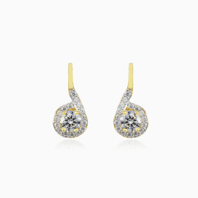 Inverted gold and crystal earrings woman Earrings Lustrous