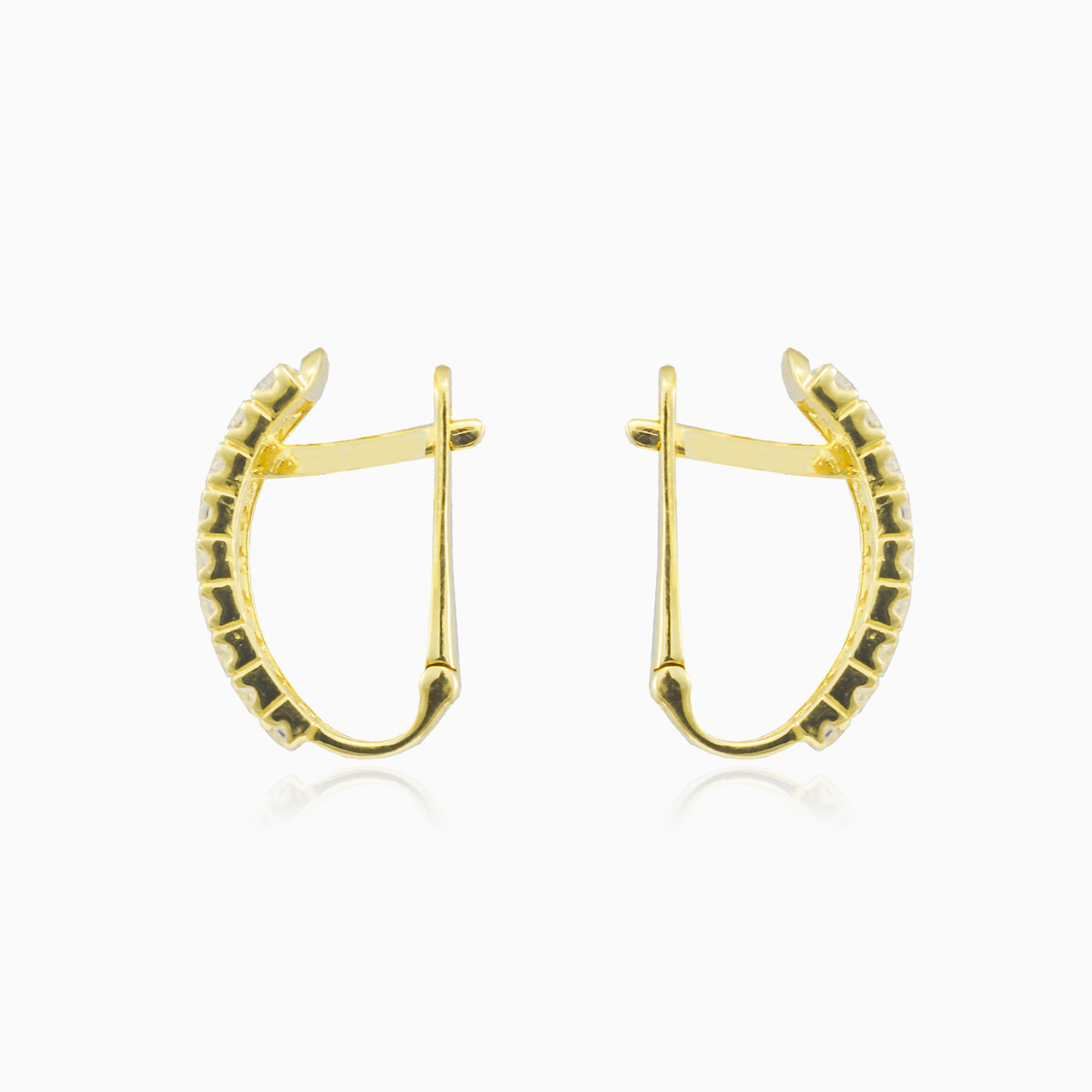 Pendientes de oro con dos hileras de cristal	 mujer Pendientes Lustrous N.2