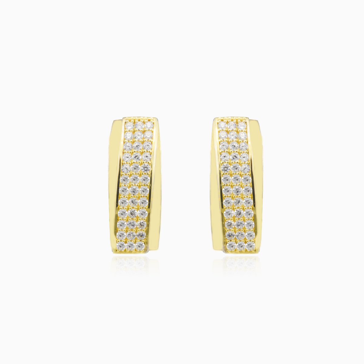 Three-row crystal gold earrings Женские Серьги Lustrous N.1