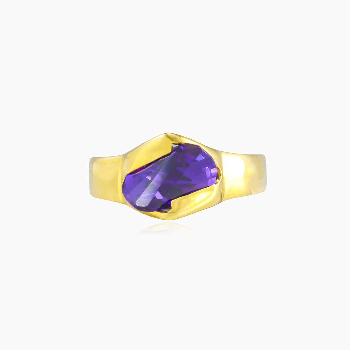 Amethyst pyramid gold ring woman Rings Tinge N.1