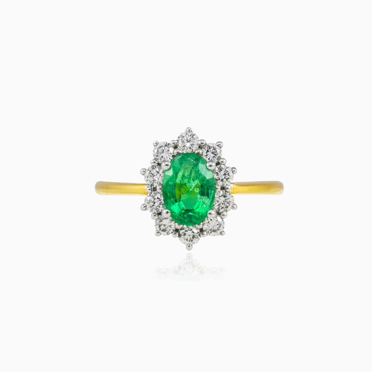 Königlicher Smaragd-Gelbgoldring Frauen Ringe Brillantino N.1