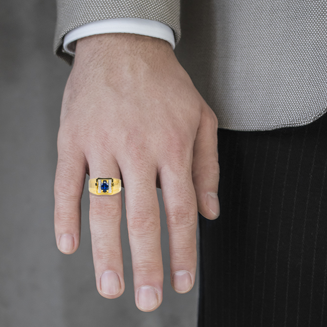 Gold sapphire and diamond men ring man Rings Brillantino N.3