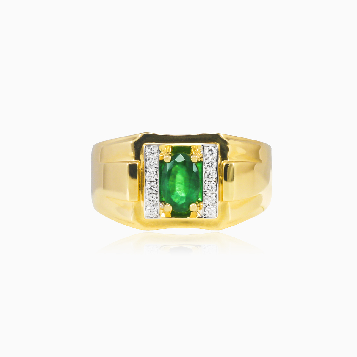 Gold emerald and diamond men ring man Rings Brillantino N.1