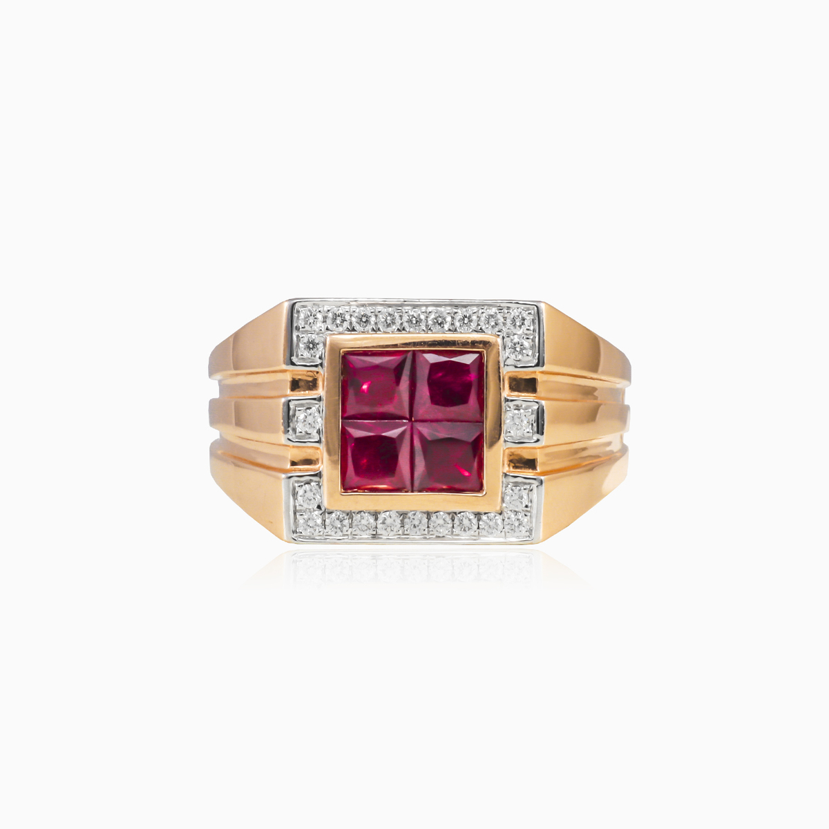 Gold ruby and diamond men ring man Rings Brillantino N.1