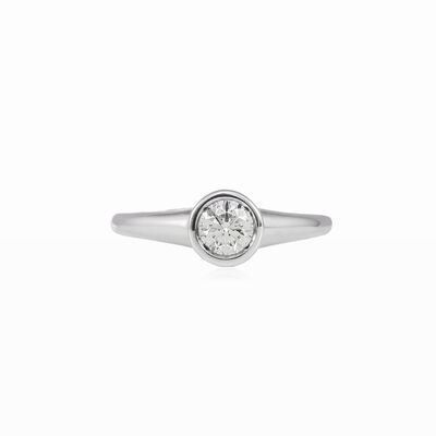 Anillo de oro blanco con diamante en bisel  mujer Anillos de compromiso Brillantino