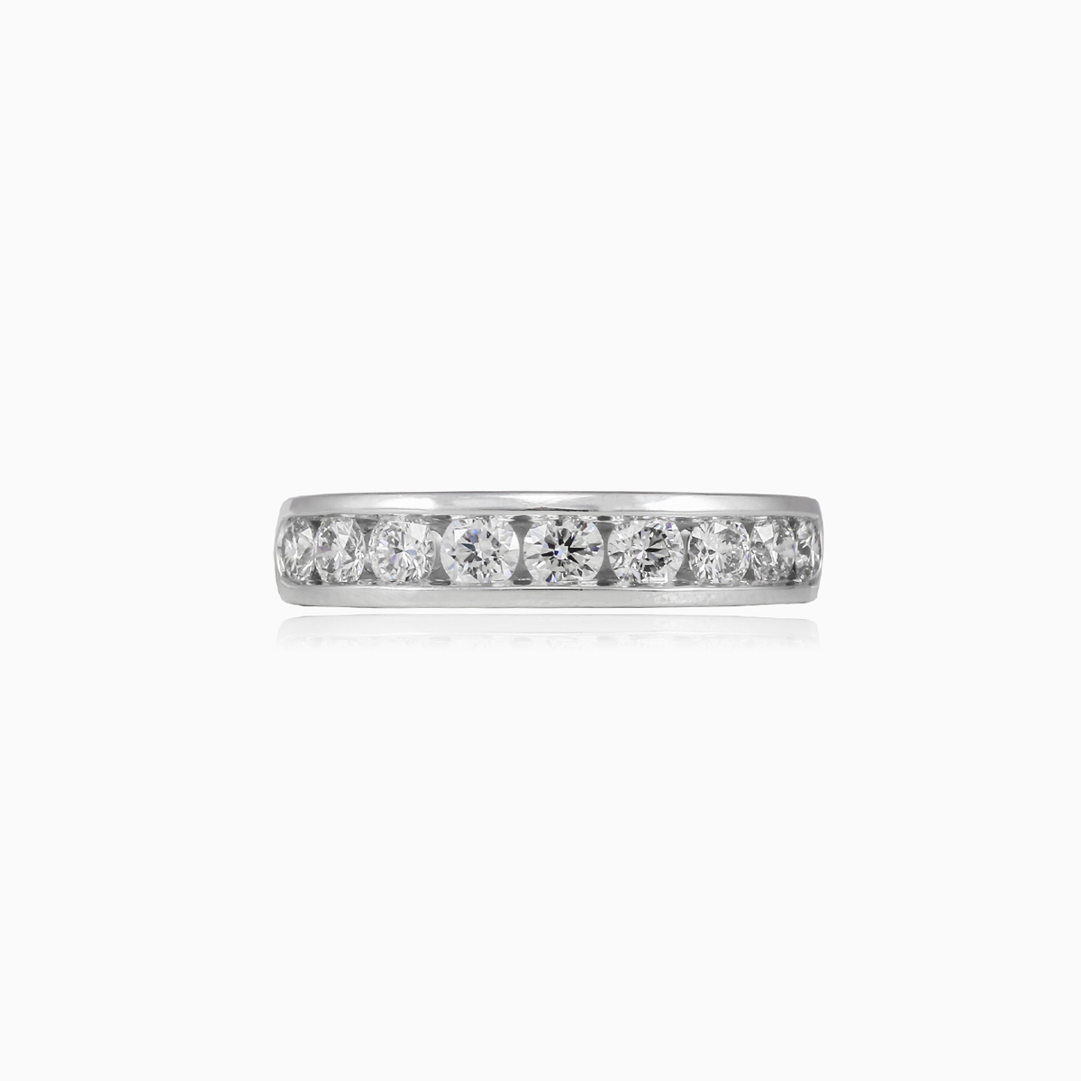 Channel-set diamond gold band unisex Wedding rings Brillantino N.1