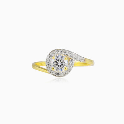 Inverted gold and crystal ring woman Rings Lustrous