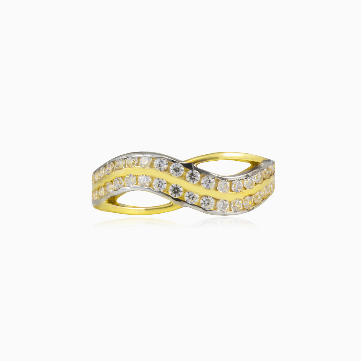Anillo de oro con cristal de líneas curvas mujer Anillos Lustrous N.1