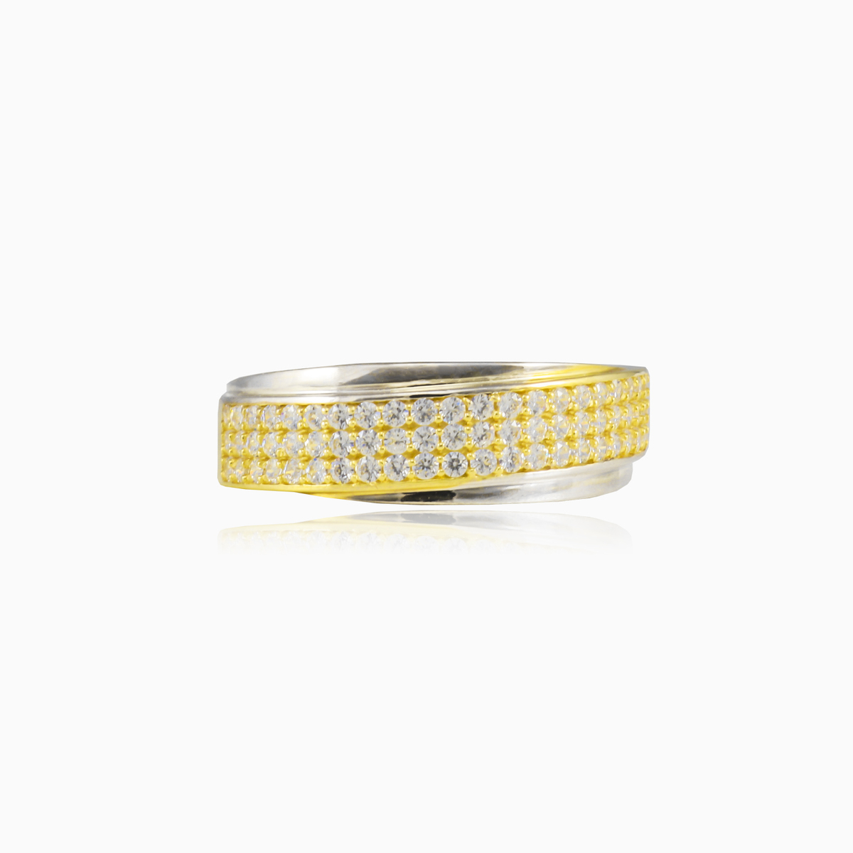 Three-row crystal gold ring woman Rings Lustrous N.1