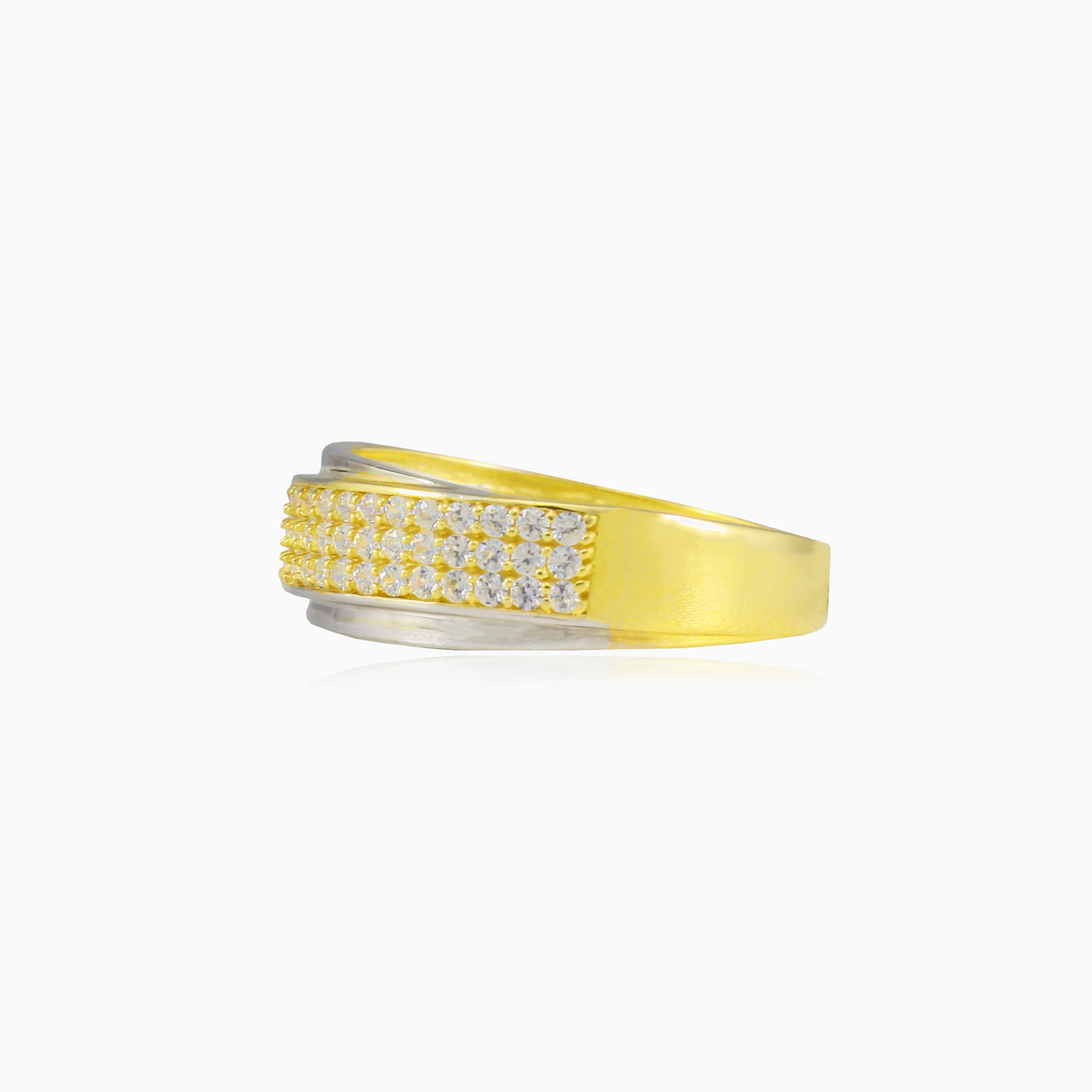 Three-row crystal gold ring woman Rings Lustrous N.2