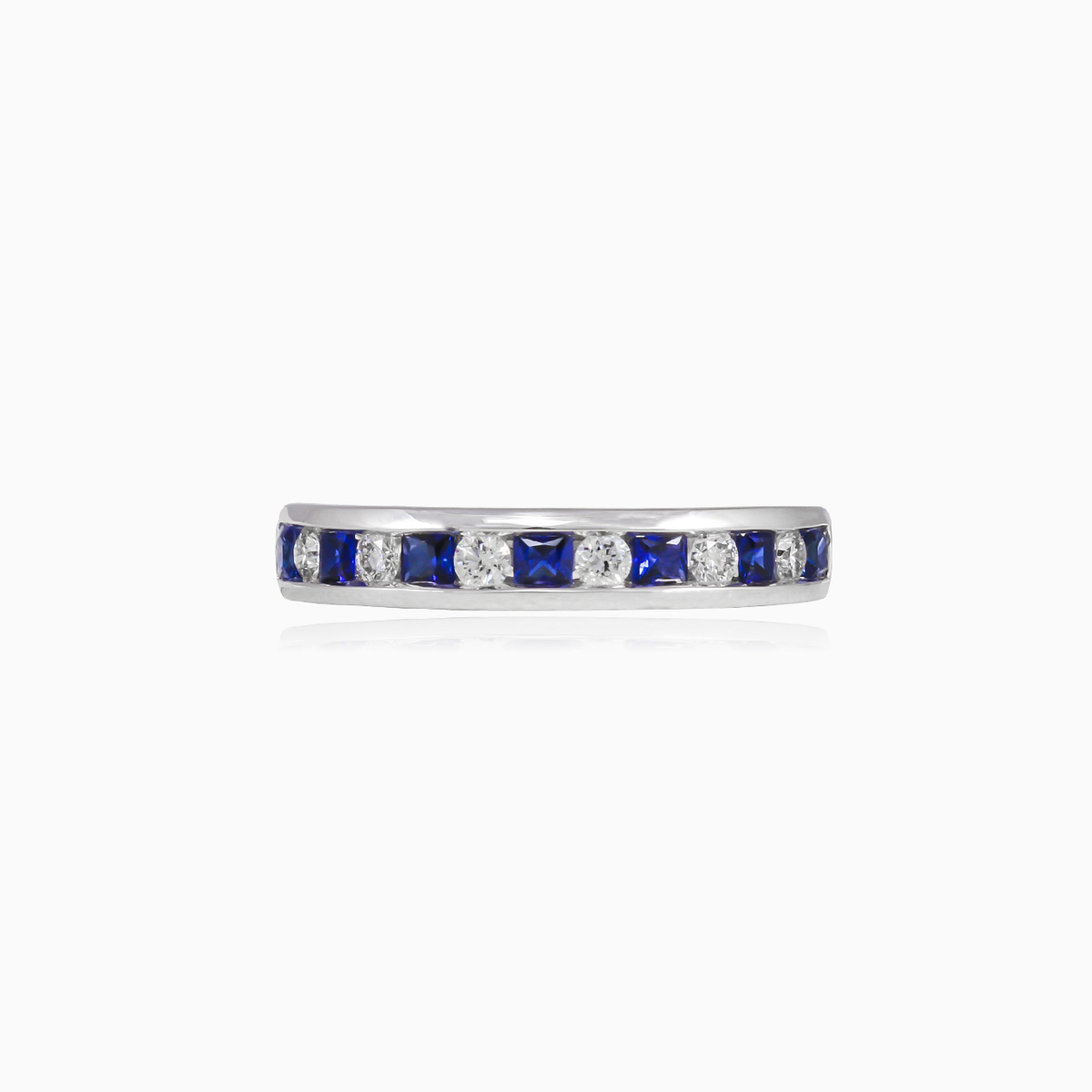 Princess sapphire and diamond band unisex Wedding rings Brillantino N.1