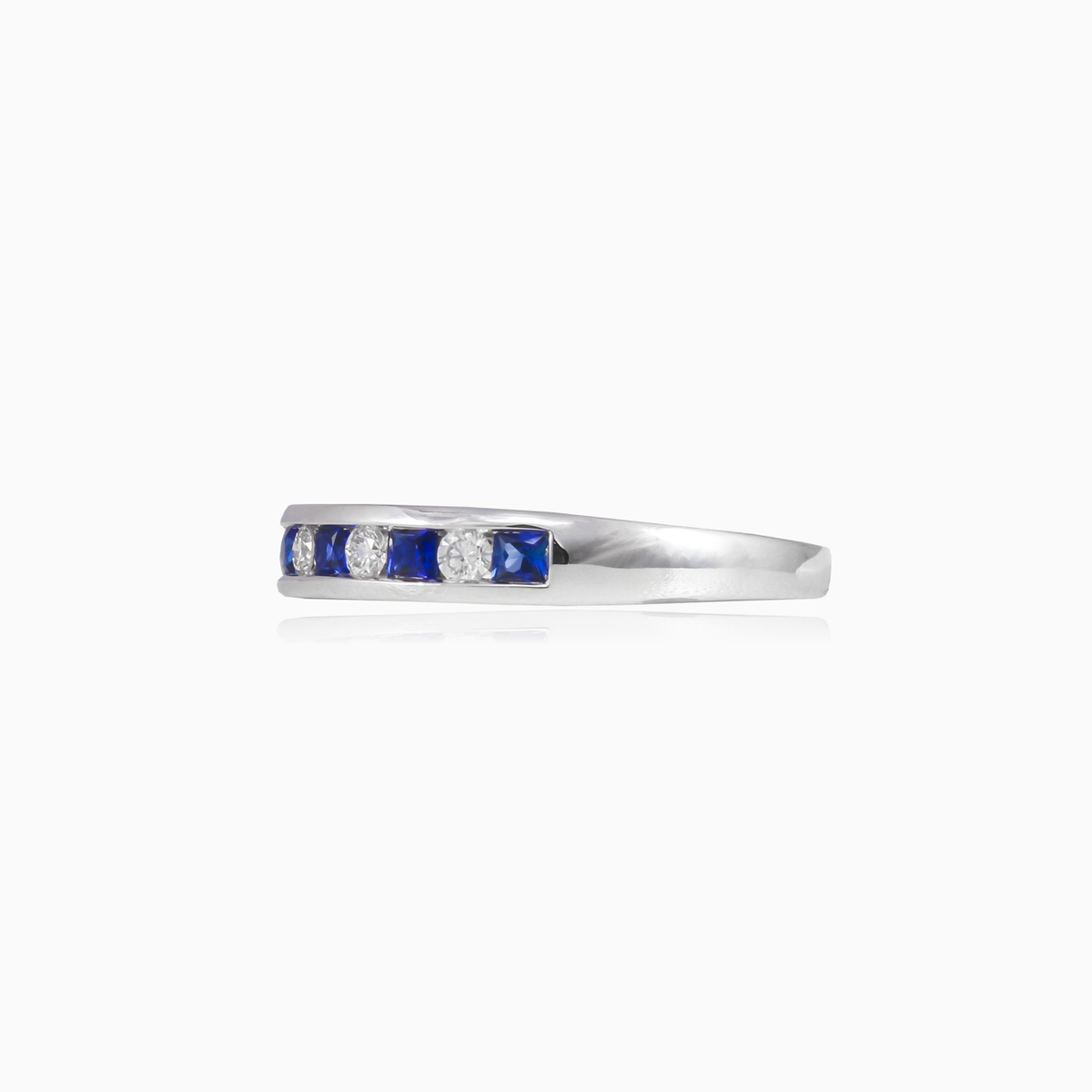 Princess sapphire and diamond band unisex Wedding rings Brillantino N.2