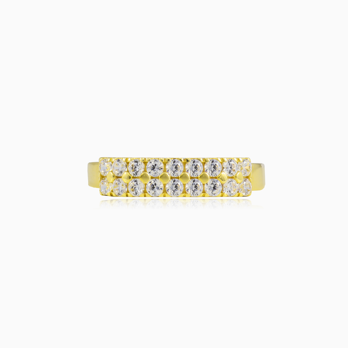 Two-row crystal gold ring woman Rings Lustrous N.1