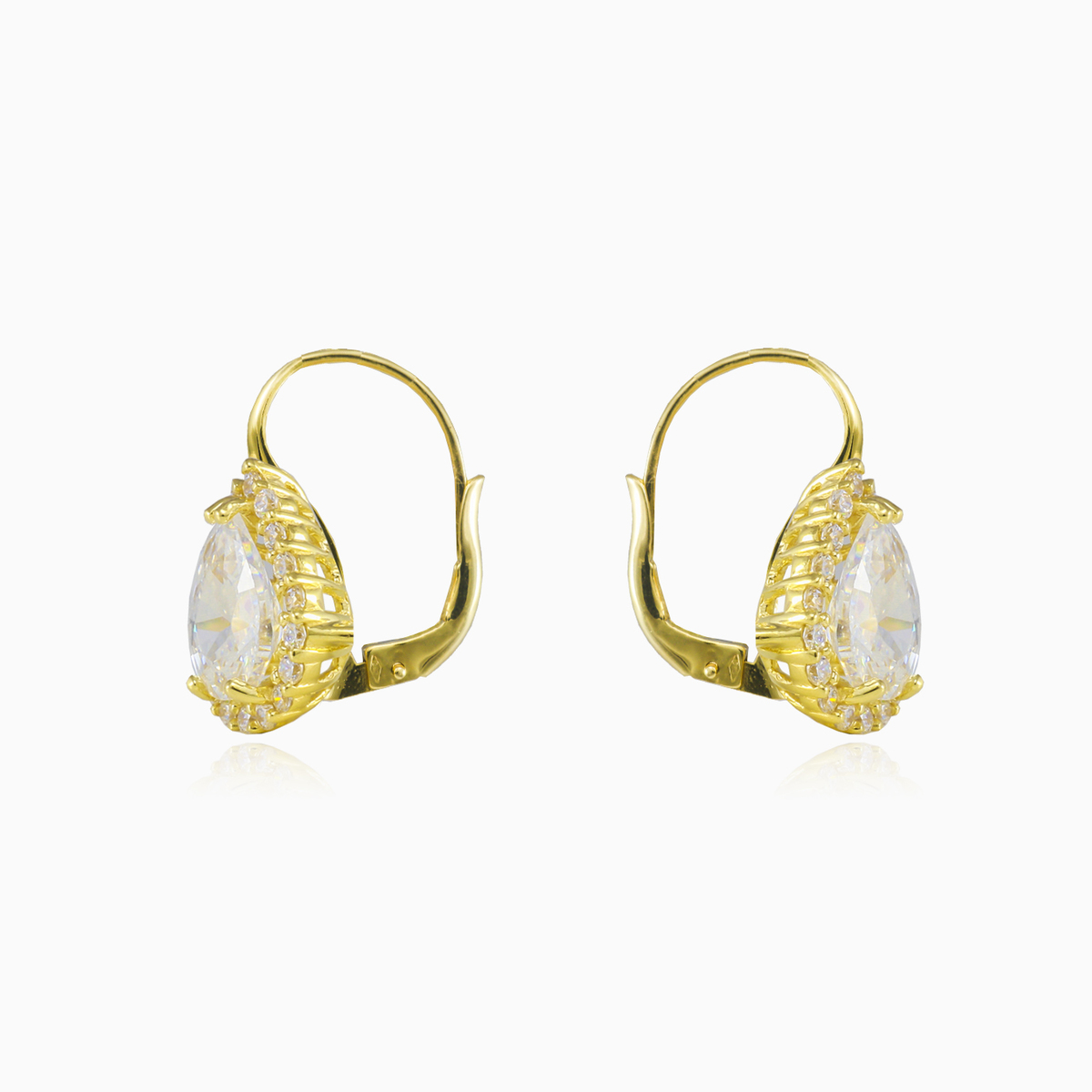 Pendientes de oro amarillo con cristal pera mujer Pendientes Royal N.2