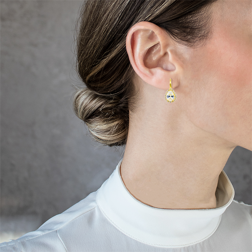 Pendientes de oro amarillo con cristal pera mujer Pendientes Royal N.3
