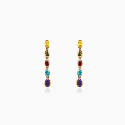 Mosaico dangling oval gold earrings woman Earrings Mosaico