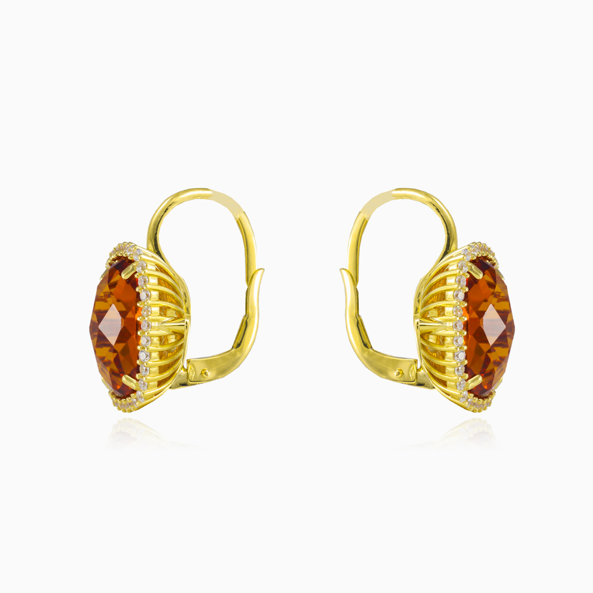Boucles d'oreilles citrine massive coussin en or femme Boucles d'oreilles Royal N.2