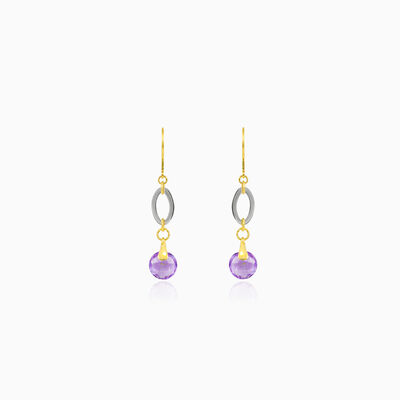 Dangling amethyst gold earrings woman Earrings Tinge