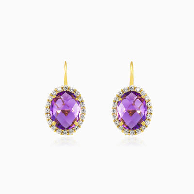 Boucles d'oreilles en or améthyste ovale femme Boucles d'oreilles Royal