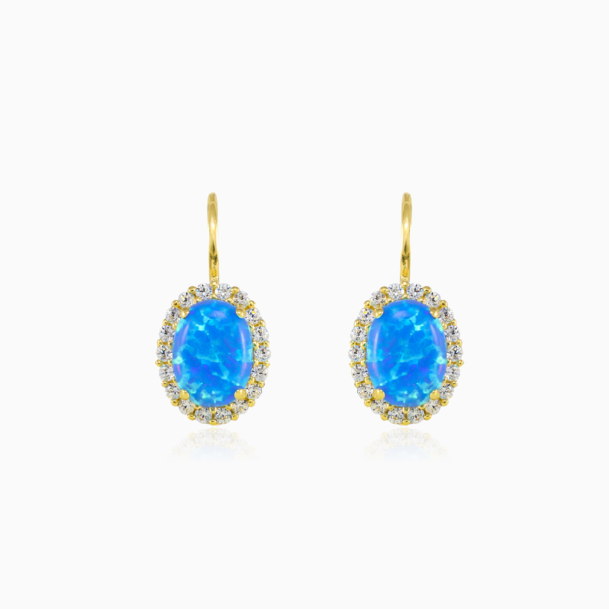 Pendientes de oro ovalados de ópalo azul mujer Pendientes Royal N.1
