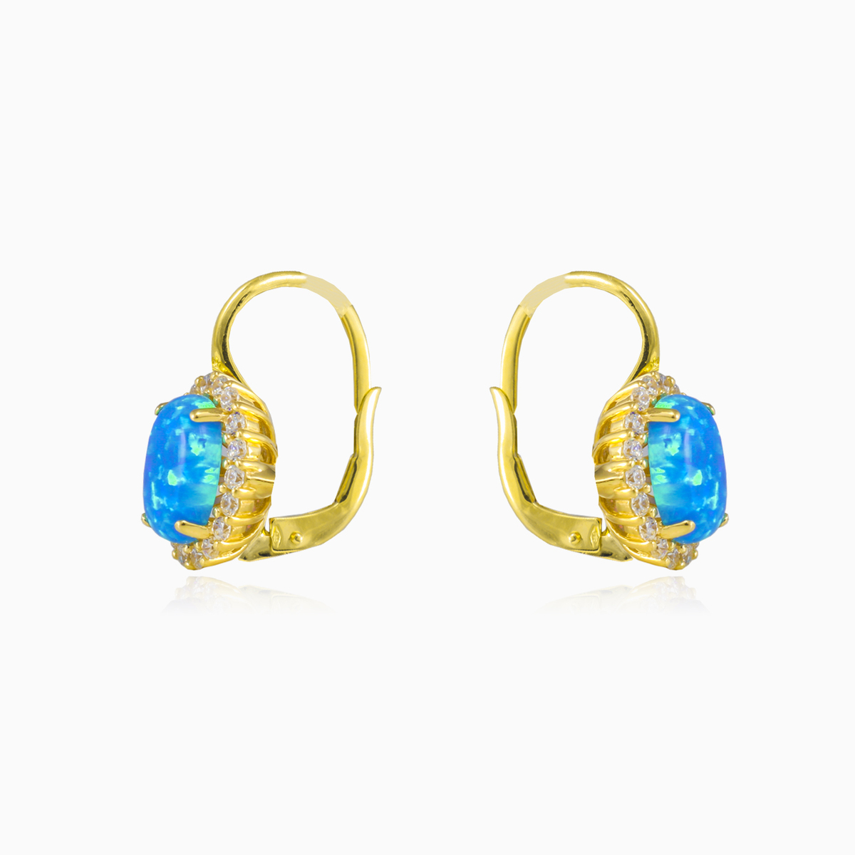 Pendientes de oro ovalados de ópalo azul mujer Pendientes Royal N.2